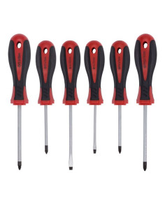 6-Delt Skruetrækkersæt i PH/PZ/SL - Kromvanadium med... 2