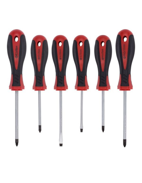 6-Delt Skruetrækkersæt i PH/PZ/SL - Kromvanadium med Magnetisk Spids