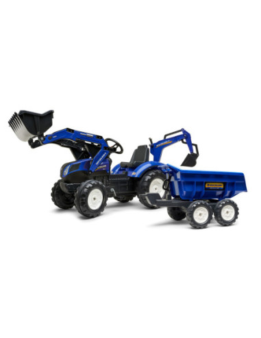 Pedaltraktor Rendegraver inkl. vogn med tip lad - New Holland