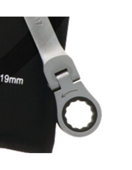 Ledskraldenøgle-Sæt 6-dele – Tysk Kvalitet med 180° Vippeskralde og Krom-Vanadium Stål