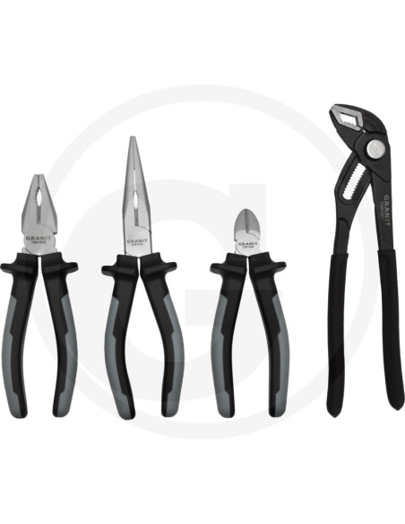 Tangsæt – 4-dele Professionelt Sæt med Vandpumpetang, Skævbider, Flad/Rund Tang og Kombinationstang