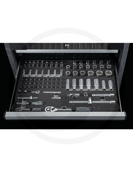 Værkstedsvogn Dynamic med 6 Værktøjssæt - Professionelt Værktøj i GRANIT BLACK EDITION