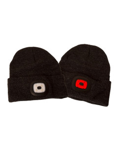 Strikhue grå med LED for- og baglys