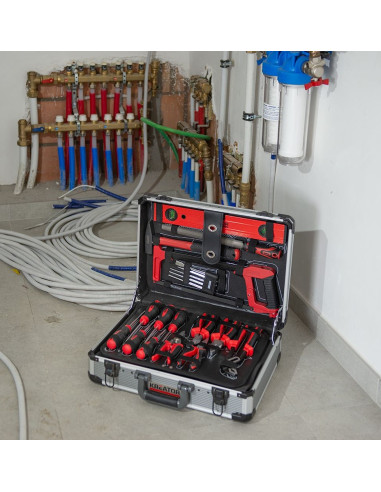 Værktøjssæt 180 dele i aluminiums kuffert