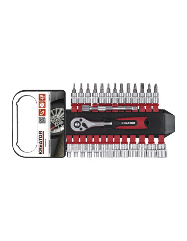 Topnøglesæt 1/4'' 28 dele 4-14 mm