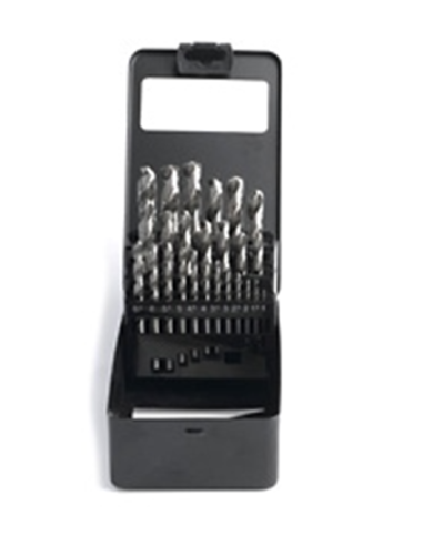 Borsæt 1-13 mm 25 stk slebet metalkasse