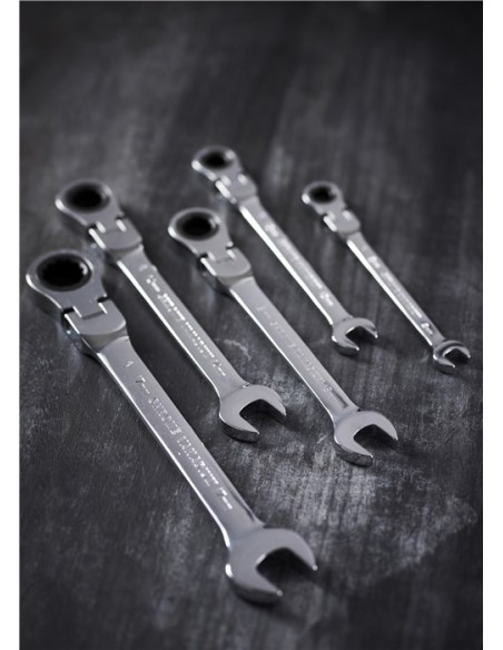 Ringgaffelnøgle sæt m/ skralde - Probuilder