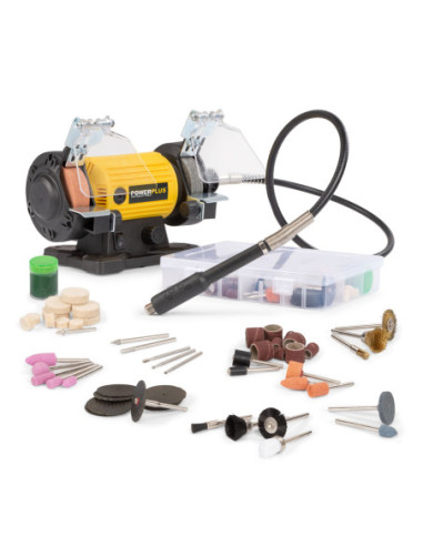 Bænksliber og slibeskaft med 103 dele