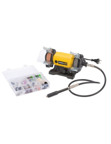 Bænksliber og slibeskaft med 103 dele